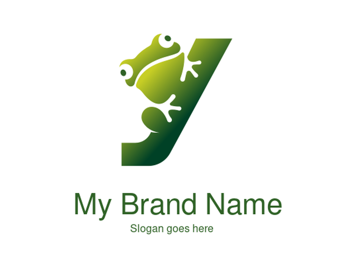 Green Frog Climbing Y Logo Design for Eco-Friendly Outdoor and Wildlife Brands